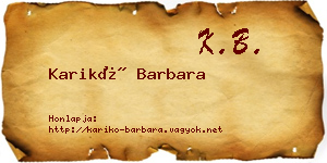 Karikó Barbara névjegykártya
